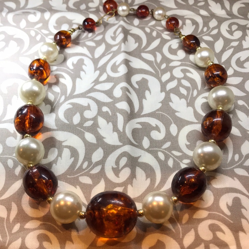 Amber & Pearl Necklace